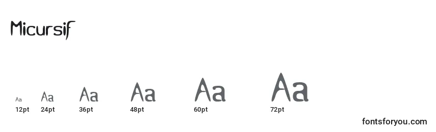 Размеры шрифта Micursif