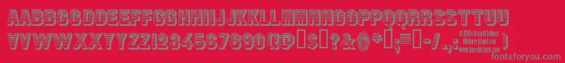 JimDandy-fontti – harmaat kirjasimet punaisella taustalla
