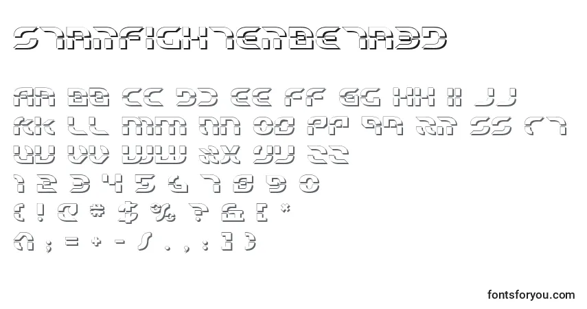Czcionka StarfighterBeta3D – alfabet, cyfry, specjalne znaki