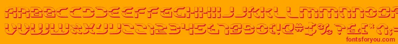 StarfighterBeta3D-Schriftart – Rote Schriften auf orangefarbenem Hintergrund