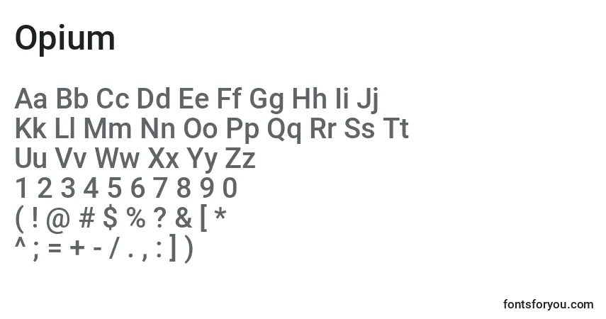 characters of opium font, letter of opium font, alphabet of  opium font