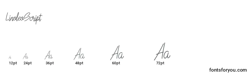 sizes of linoleoscript font, linoleoscript sizes