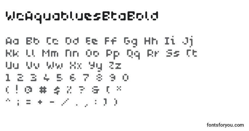 characters of wcaquabluesbtabold font, letter of wcaquabluesbtabold font, alphabet of  wcaquabluesbtabold font