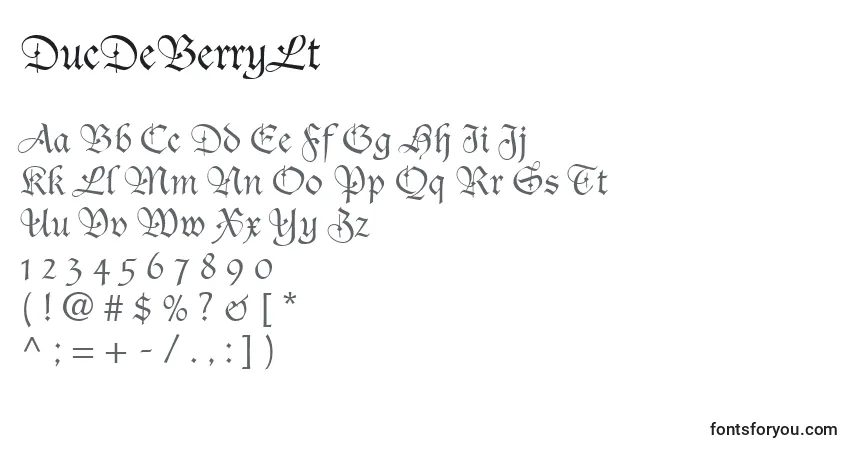 Czcionka DucDeBerryLt – alfabet, cyfry, specjalne znaki