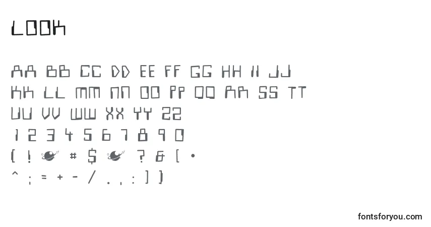 Schriftart Look – Alphabet, Zahlen, spezielle Symbole