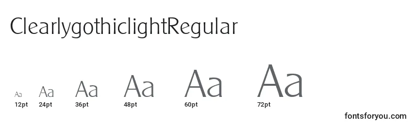 Размеры шрифта ClearlygothiclightRegular