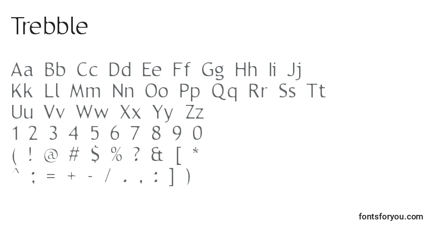 Trebble-fontti – aakkoset, numerot, erikoismerkit