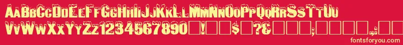 Igloo-Schriftart – Gelbe Schriften auf rotem Hintergrund