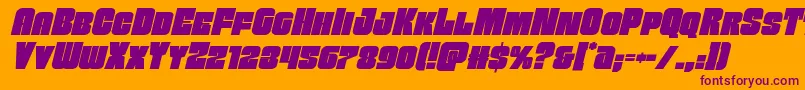 フォントFunkmachineital – オレンジの背景に紫のフォント