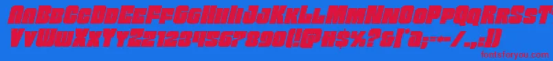 Funkmachineital Font – Red Fonts on Blue Background
