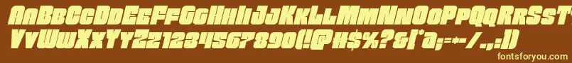 Funkmachineital-fontti – keltaiset fontit ruskealla taustalla