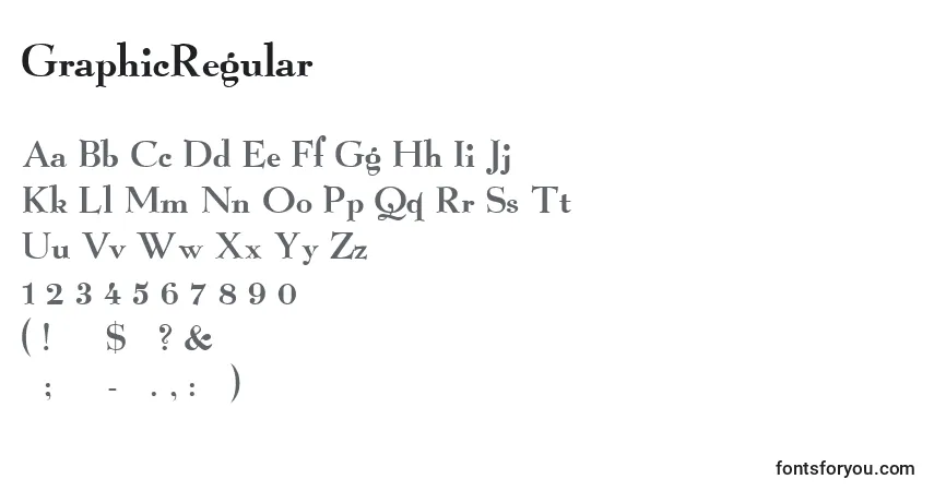 Fuente GraphicRegular - alfabeto, números, caracteres especiales