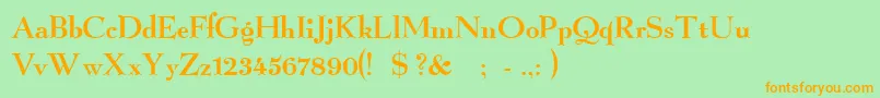フォントGraphicRegular – オレンジの文字が緑の背景にあります。