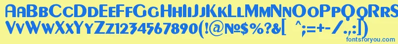 フォントGilgongoKaps – 青い文字が黄色の背景にあります。
