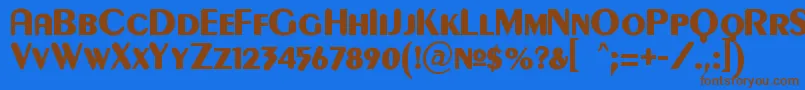 GilgongoKaps-Schriftart – Braune Schriften auf blauem Hintergrund