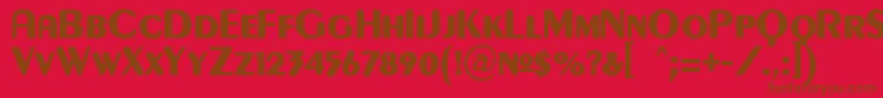 GilgongoKaps-Schriftart – Braune Schriften auf rotem Hintergrund