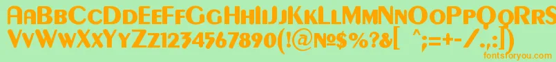 GilgongoKaps-Schriftart – Orangefarbene Schriften auf grünem Hintergrund