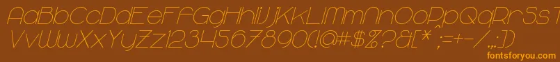 MajoramItalic-fontti – oranssit fontit ruskealla taustalla