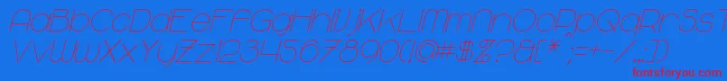 MajoramItalic-Schriftart – Rote Schriften auf blauem Hintergrund