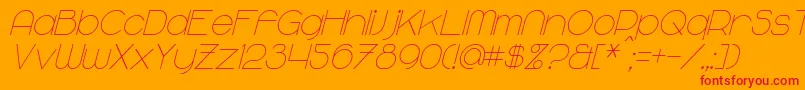 MajoramItalic-fontti – punaiset fontit oranssilla taustalla