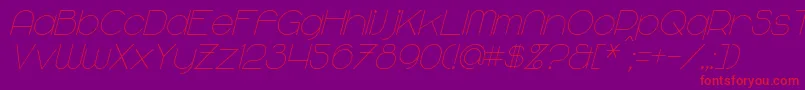 MajoramItalic-fontti – punaiset fontit violetilla taustalla