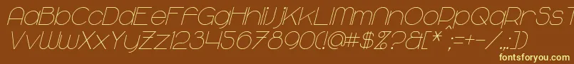 MajoramItalic-fontti – keltaiset fontit ruskealla taustalla