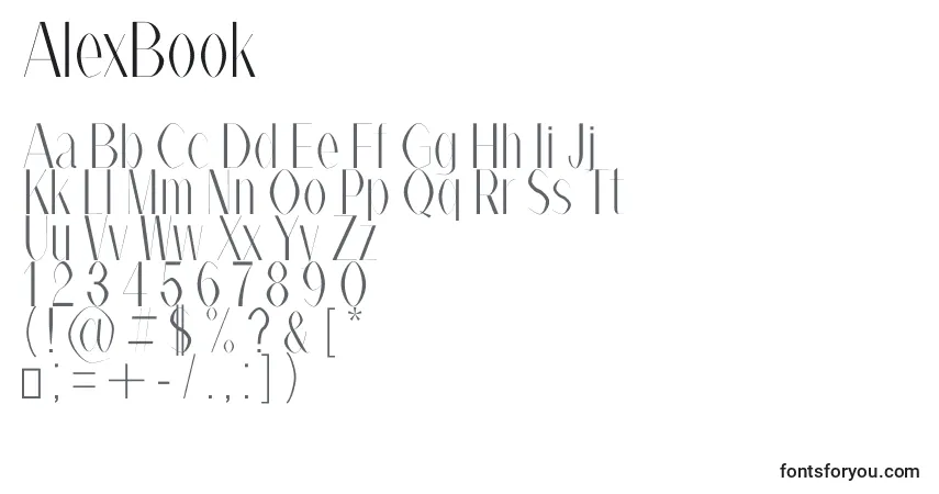 Czcionka AlexBook – alfabet, cyfry, specjalne znaki