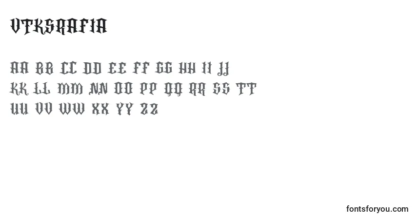 A fonte VtksRafia – alfabeto, números, caracteres especiais