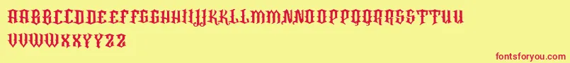 フォントVtksRafia – 赤い文字の黄色い背景