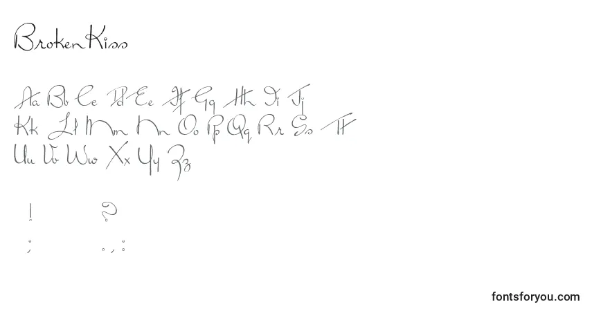 Schriftart BrokenKiss – Alphabet, Zahlen, spezielle Symbole