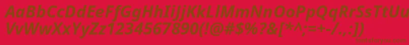 Notosans Bolditalic-Schriftart – Braune Schriften auf rotem Hintergrund