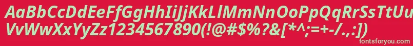 フォントNotosans Bolditalic – 赤い背景に緑の文字