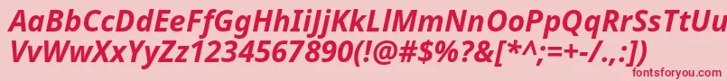 More about Notosans Bolditalic Font Notosans Bolditalic Font – Red Fonts on Pink Background