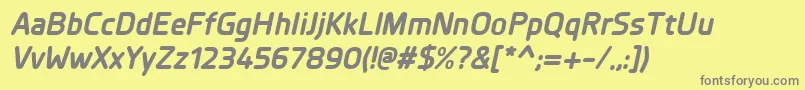 PlanerBolditalic-fontti – harmaat kirjasimet keltaisella taustalla