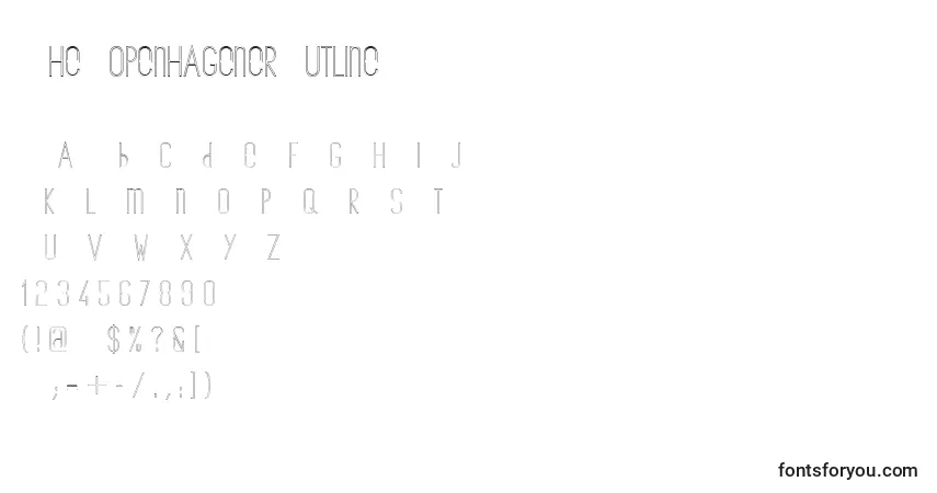 Czcionka TheCopenhagenerOutline – alfabet, cyfry, specjalne znaki