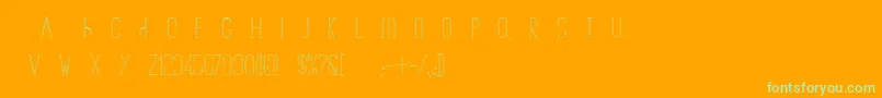 TheCopenhagenerOutline-Schriftart – Grüne Schriften auf orangefarbenem Hintergrund