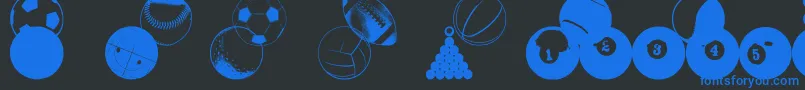 BallsBallsAndMoreBalls-fontti – siniset fontit mustalla taustalla