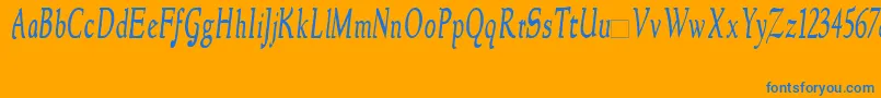 NewstylecondensedItalic Font – Blue Fonts on Orange Background