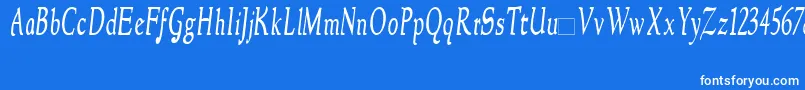 NewstylecondensedItalic Font – White Fonts on Blue Background