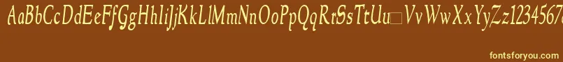 NewstylecondensedItalic Font – Yellow Fonts on Brown Background