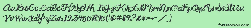 フォント2peasRinglet – 緑の背景に黒い文字