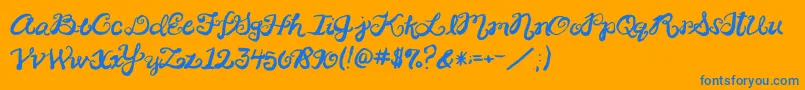 フォント2peasRinglet – オレンジの背景に青い文字
