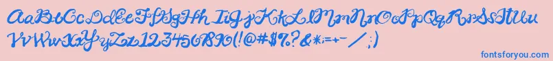 フォント2peasRinglet – ピンクの背景に青い文字