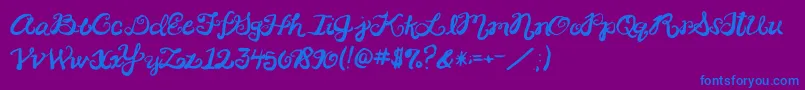 2peasRinglet-Schriftart – Blaue Schriften auf violettem Hintergrund