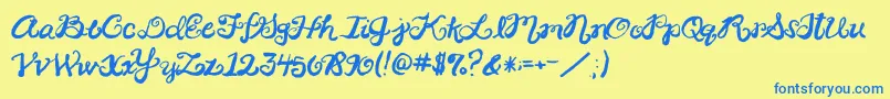 2peasRinglet-fontti – siniset fontit keltaisella taustalla