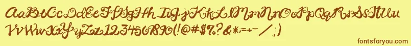 2peasRinglet Font – Brown Fonts on Yellow Background