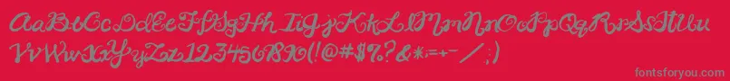 フォント2peasRinglet – 赤い背景に灰色の文字