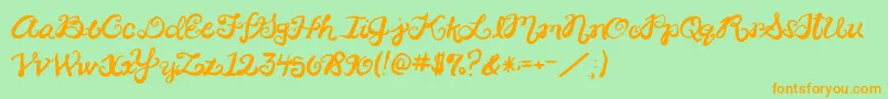 2peasRinglet Font – Orange Fonts on Green Background