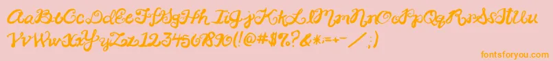 2peasRinglet-fontti – oranssit fontit vaaleanpunaisella taustalla