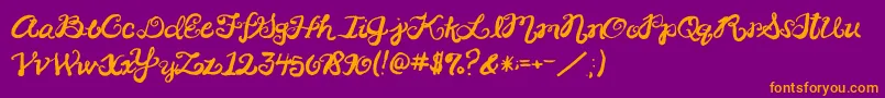 フォント2peasRinglet – 紫色の背景にオレンジのフォント